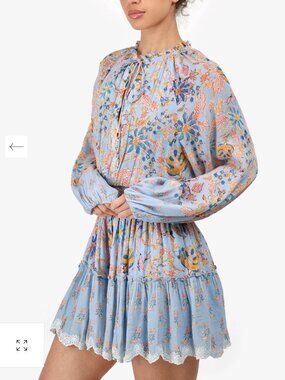 Hemant and Nandita Blue 'Lyna' Floral Mini Dress